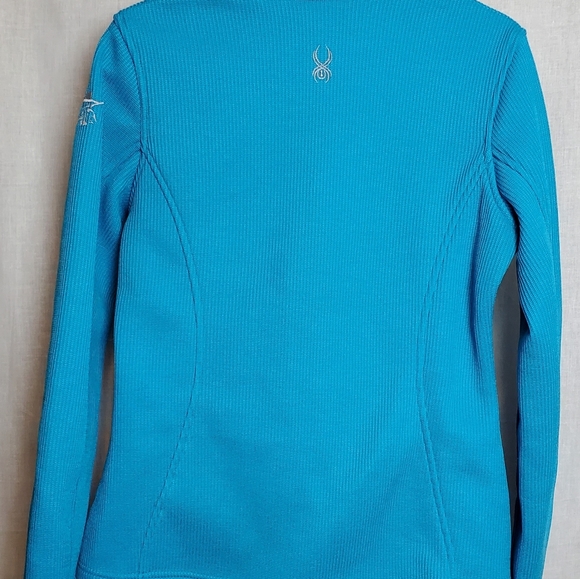 Women's Spyder Core Waffle Knit Zip Up Jacket Turquoise Size L - Picture 2 of 16